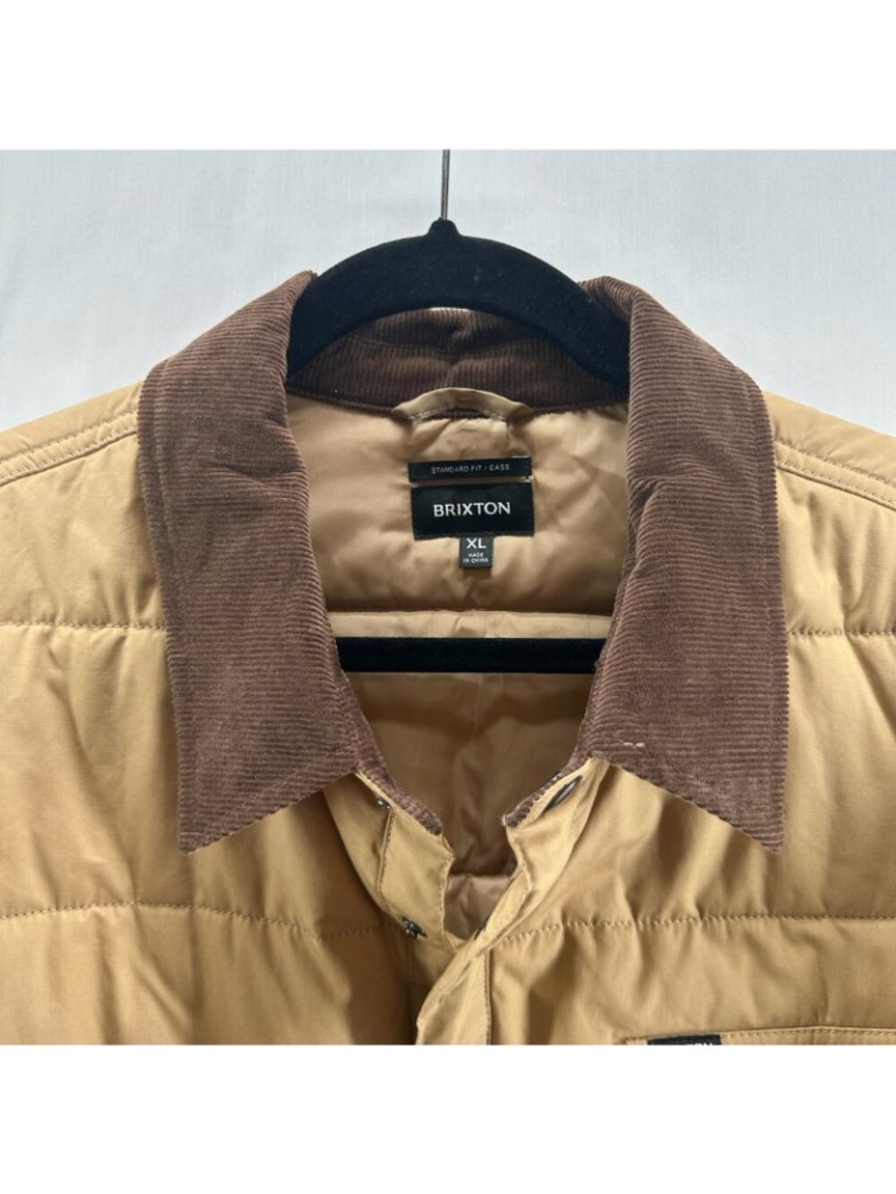 Brixton Cass Quilted Puffer Jacket Mens XL Corduroy Collar Snap Workwear Brown - Picture 13 of 14